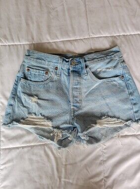Levi Light Blue Distressed Denim Women’s Shorts